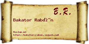 Bakator Rabán névjegykártya